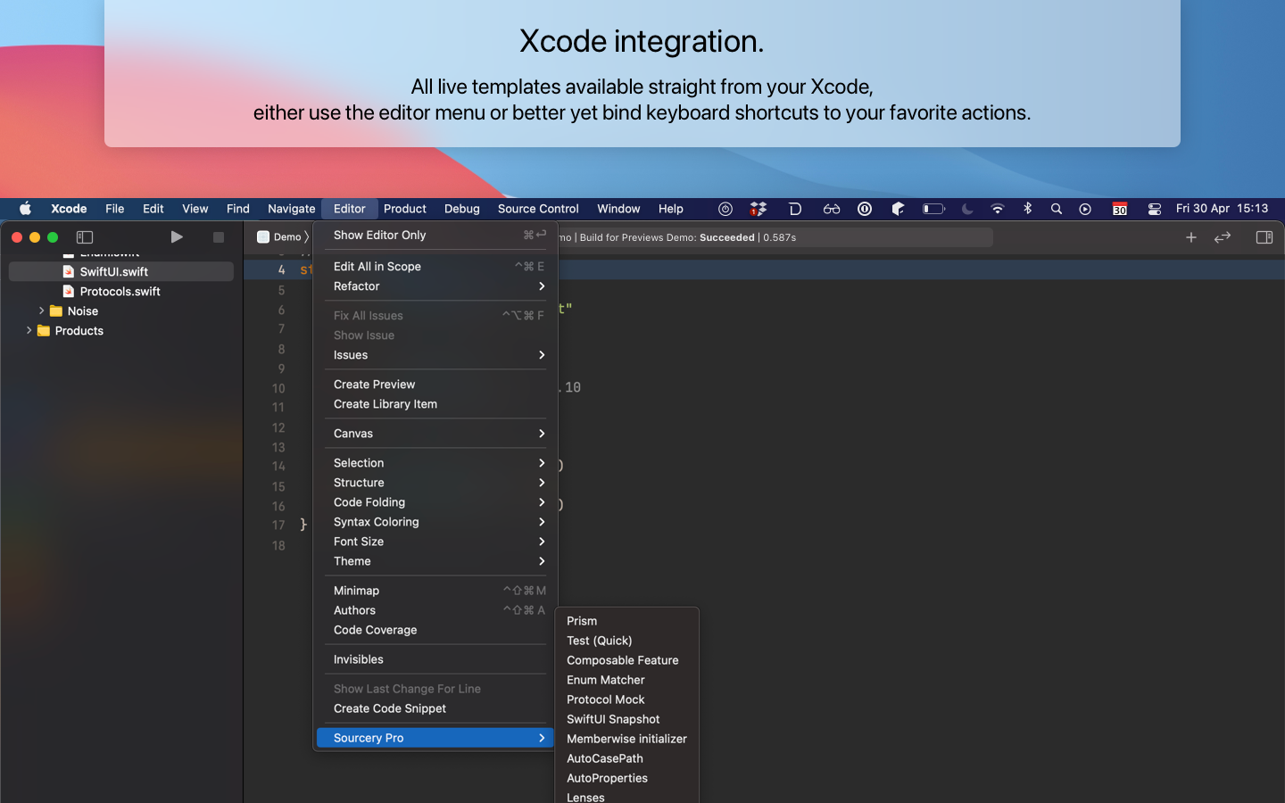 Xcode Source Extension in action